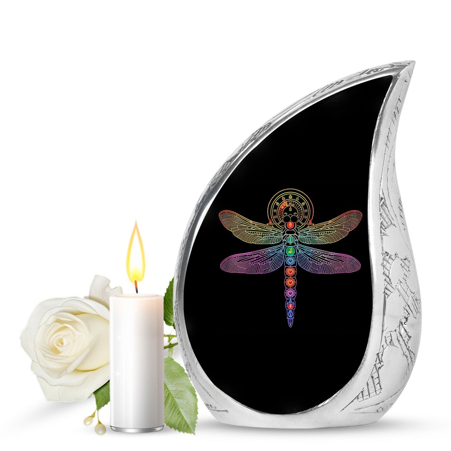 Personalized Dragonfly Memorial Urn for Men - 10-inch, 200 cu in - Yatskia