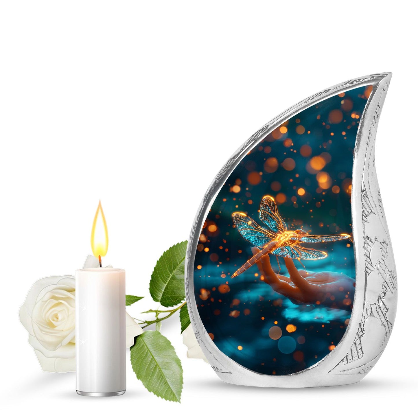 Personalized Dragonfly Cremation Urn for Human Ashes - 10-inch, 200 cu in - Yatskia