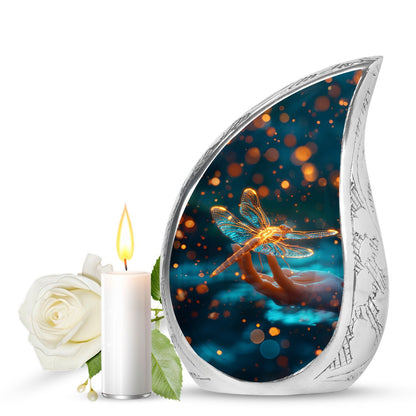 Personalized Dragonfly Cremation Urn for Human Ashes - 10-inch, 200 cu in - Yatskia