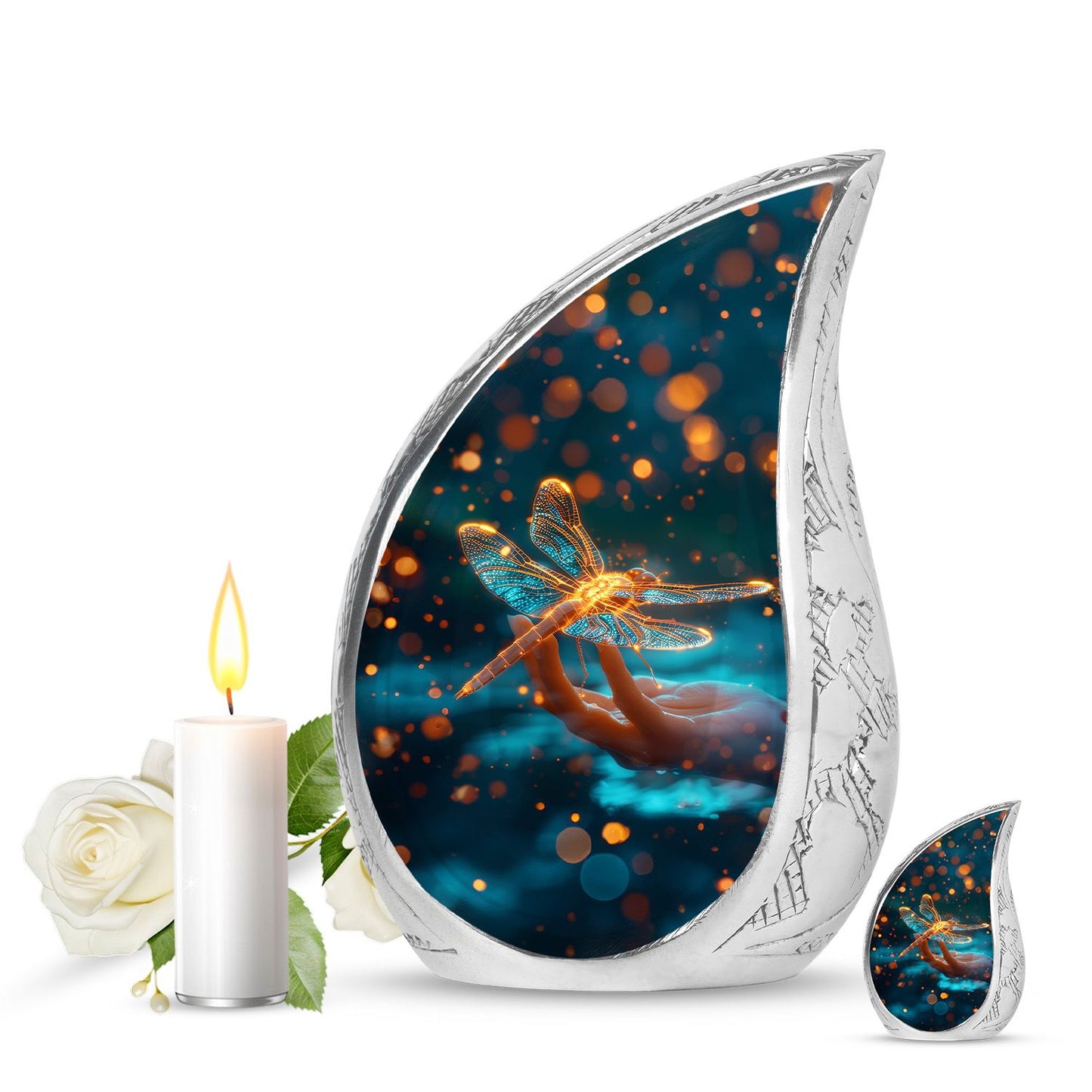 Personalized Dragonfly Cremation Urn for Human Ashes - 10-inch, 200 cu in - Yatskia