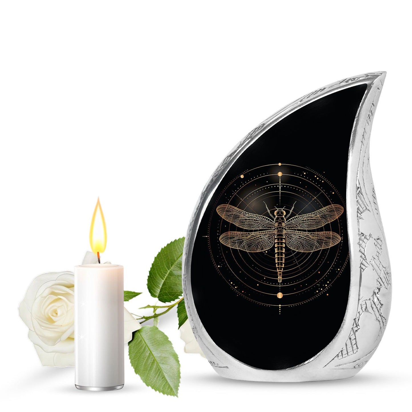 Personalized Dragonfly Cremation Urn for Human Ashes - 10-inch, 200 cu in - Yatskia
