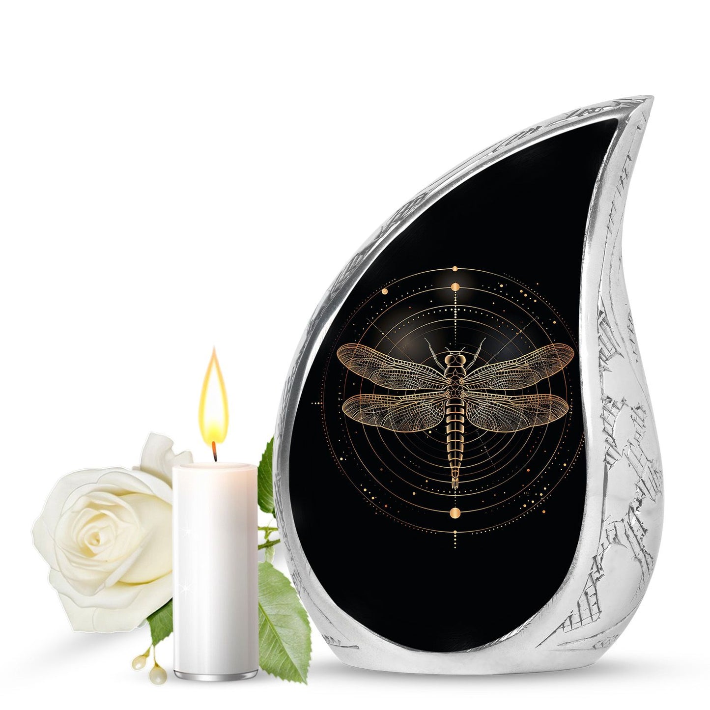 Personalized Dragonfly Cremation Urn for Human Ashes - 10-inch, 200 cu in - Yatskia