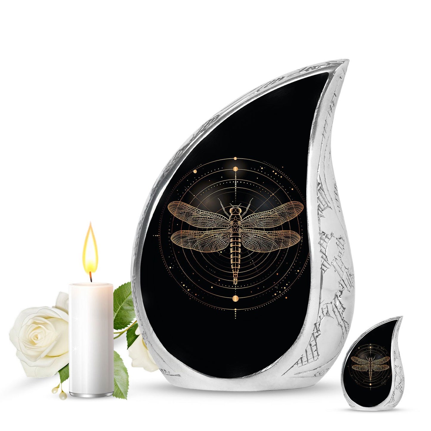 Personalized Dragonfly Cremation Urn for Human Ashes - 10-inch, 200 cu in - Yatskia