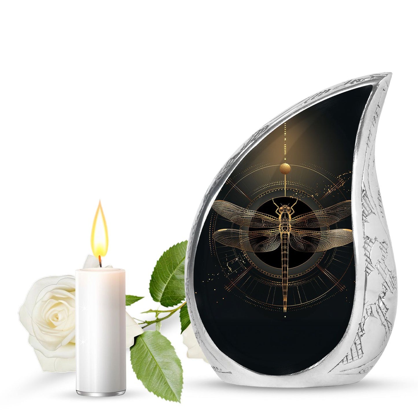 Personalized Dragonfly Cremation Urn for Human Ashes - 10-inch, 200 cu in - Yatskia