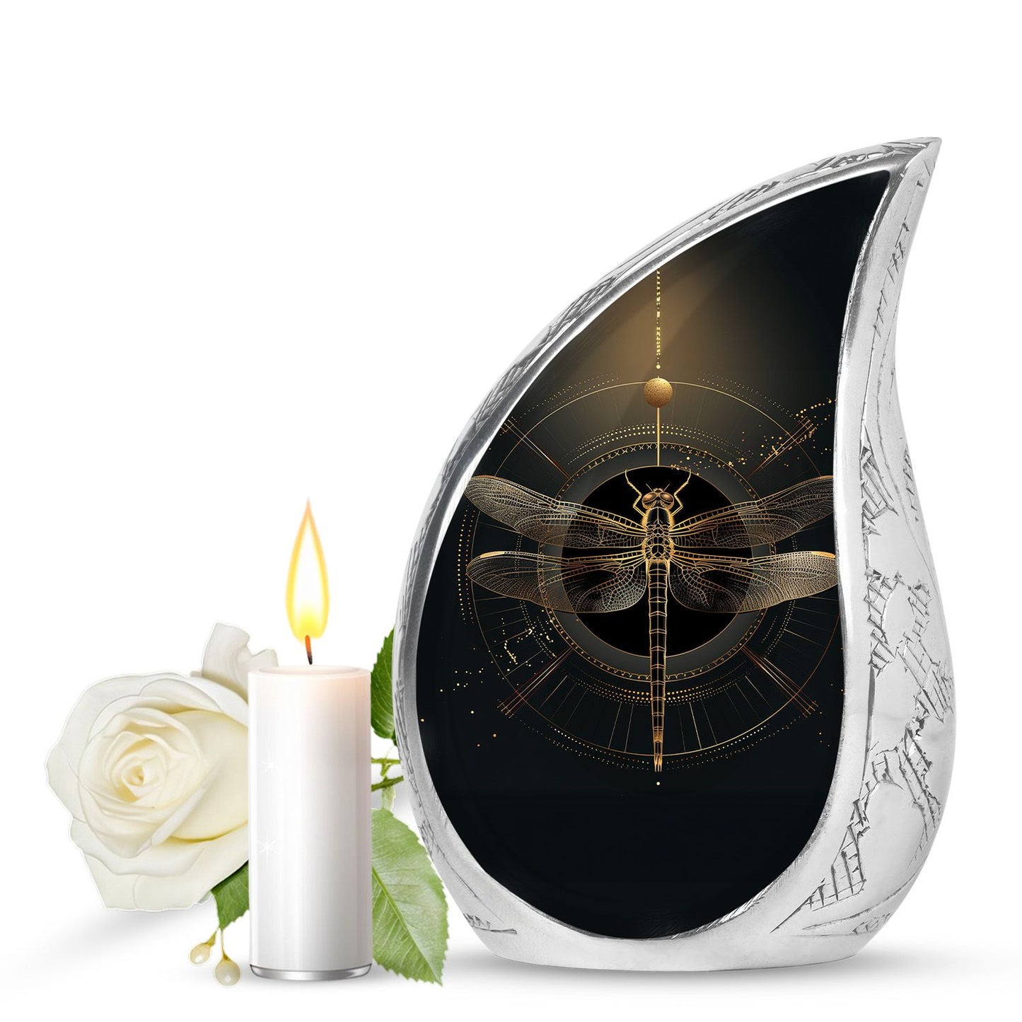 Personalized Dragonfly Cremation Urn for Human Ashes - 10-inch, 200 cu in - Yatskia