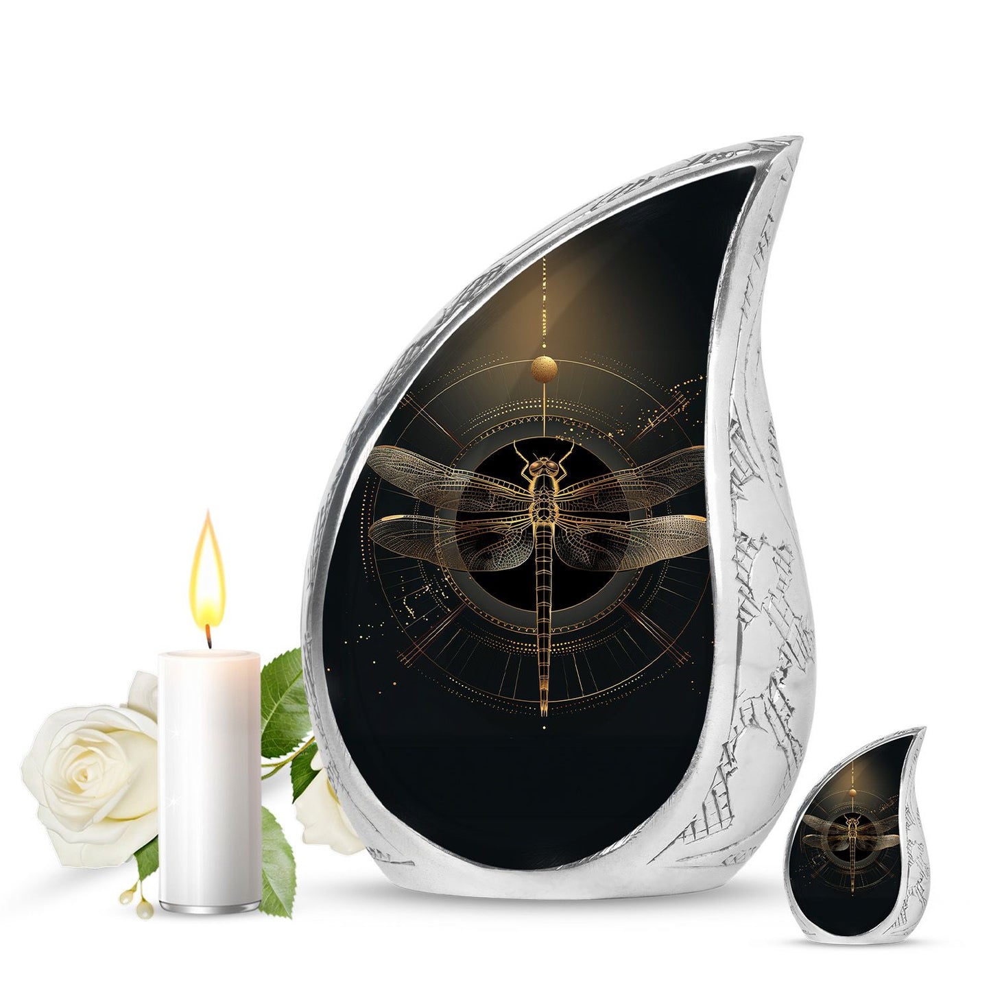 Personalized Dragonfly Cremation Urn for Human Ashes - 10-inch, 200 cu in - Yatskia