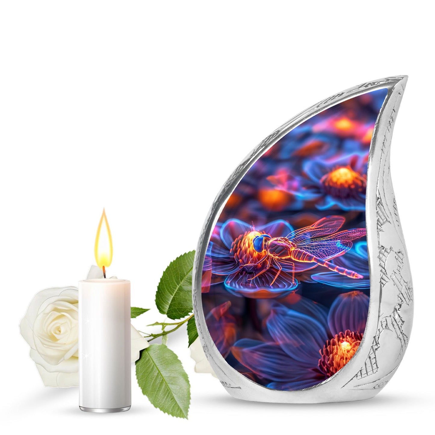 Personalized Dragonfly Memorial Urn for Human Ashes - 10-inch, 200 cu in - Yatskia