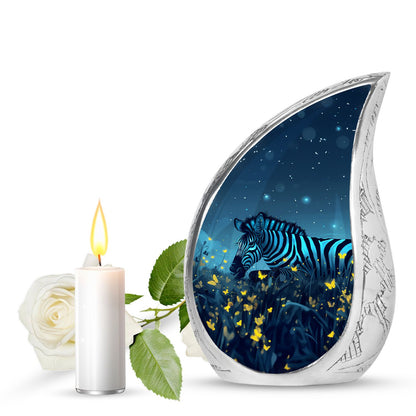 Personalized Zebra Cremation Urn for Human Ashes - 10-inch, 200 cu in - Yatskia