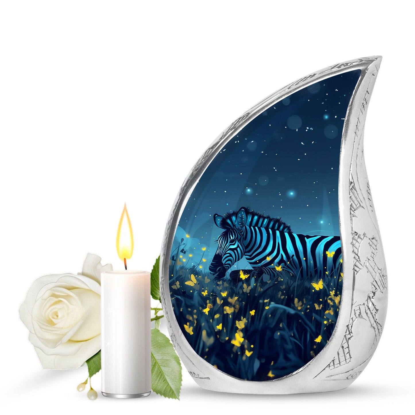 Personalized Zebra Cremation Urn for Human Ashes - 10-inch, 200 cu in - Yatskia