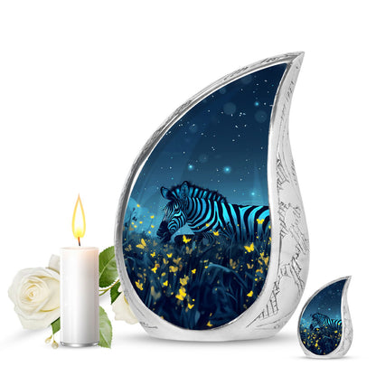 Personalized Zebra Cremation Urn for Human Ashes - 10-inch, 200 cu in - Yatskia