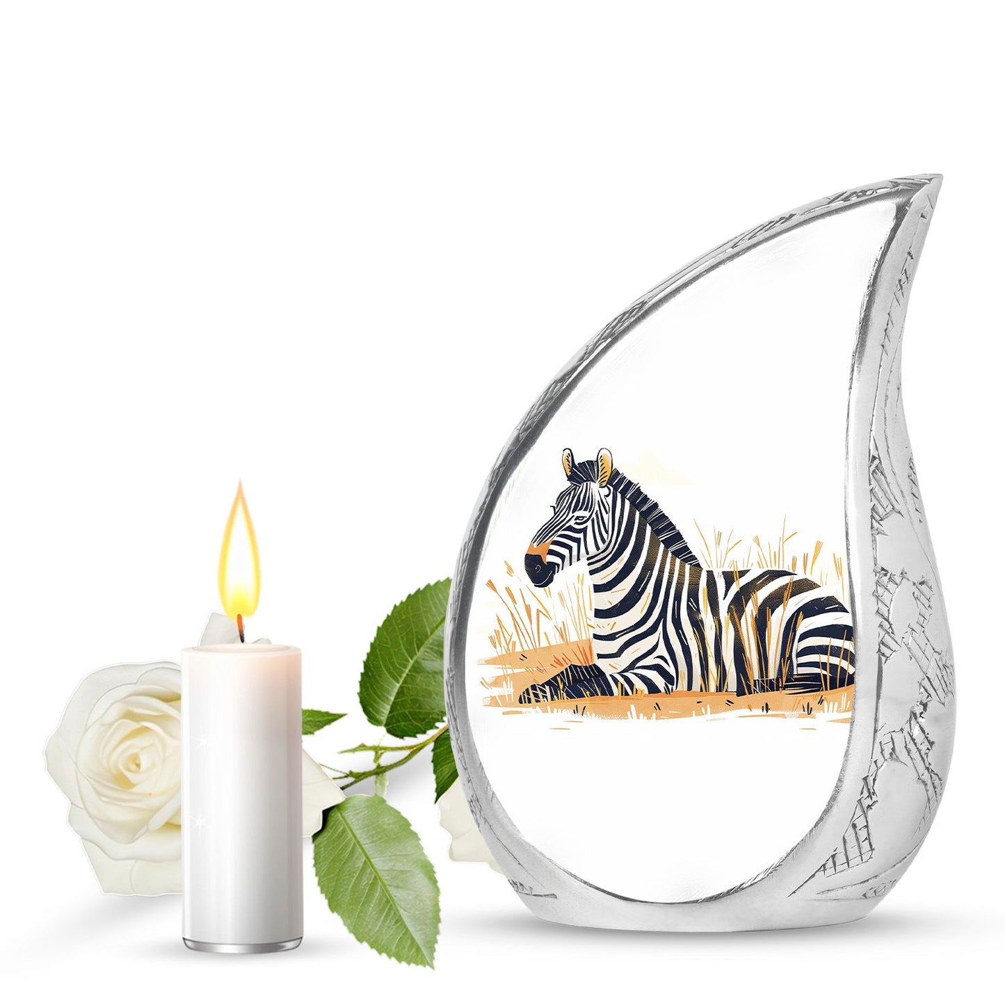 Personalized Zebra Cremation Urn for Human Ashes - 10-inch, 200 cu in - Yatskia