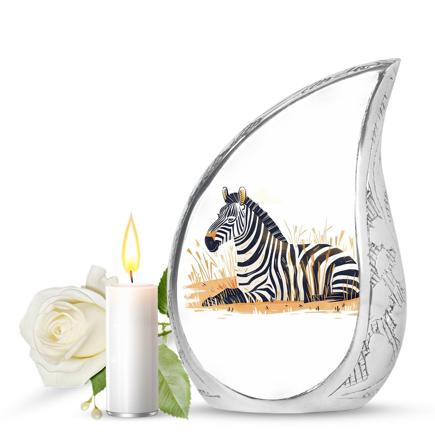 Personalized Zebra Cremation Urn for Human Ashes - 10-inch, 200 cu in - Yatskia