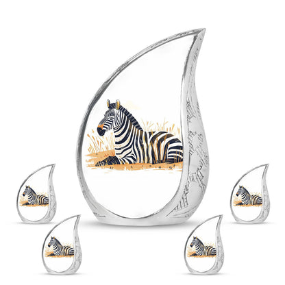 Personalized Zebra Cremation Urn for Human Ashes - 10-inch, 200 cu in - Yatskia