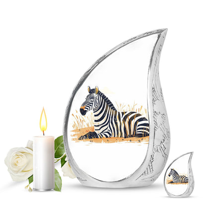 Personalized Zebra Cremation Urn for Human Ashes - 10-inch, 200 cu in - Yatskia