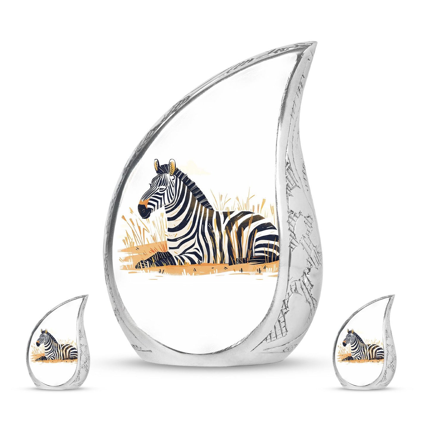 Personalized Zebra Cremation Urn for Human Ashes - 10-inch, 200 cu in - Yatskia