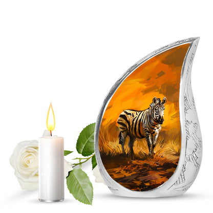 Personalized Zebra Cremation Urn for Human Ashes - 10-inch, 200 cu in - Yatskia