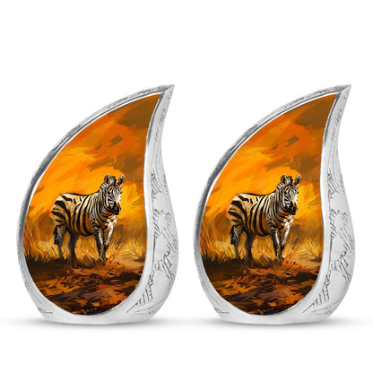 Personalized Zebra Cremation Urn for Human Ashes - 10-inch, 200 cu in - Yatskia