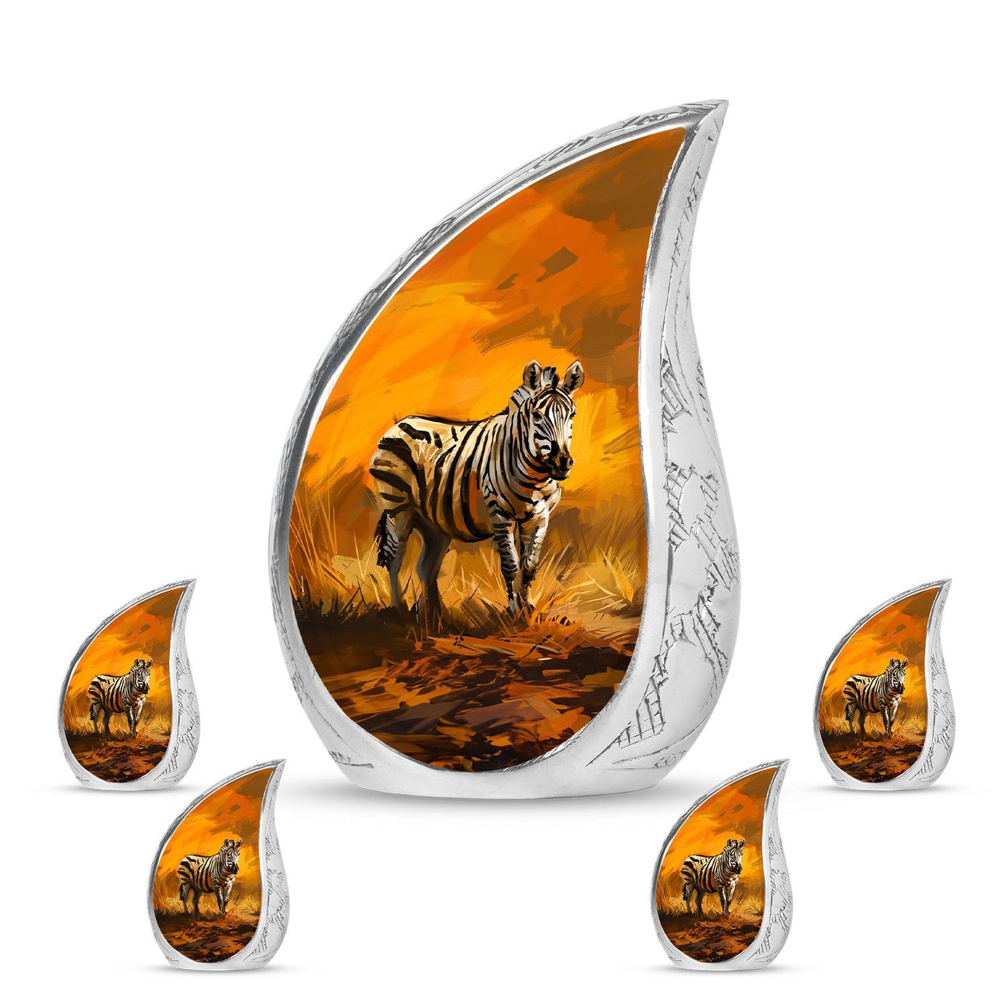 Personalized Zebra Cremation Urn for Human Ashes - 10-inch, 200 cu in - Yatskia