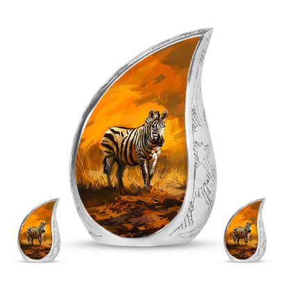 Personalized Zebra Cremation Urn for Human Ashes - 10-inch, 200 cu in - Yatskia