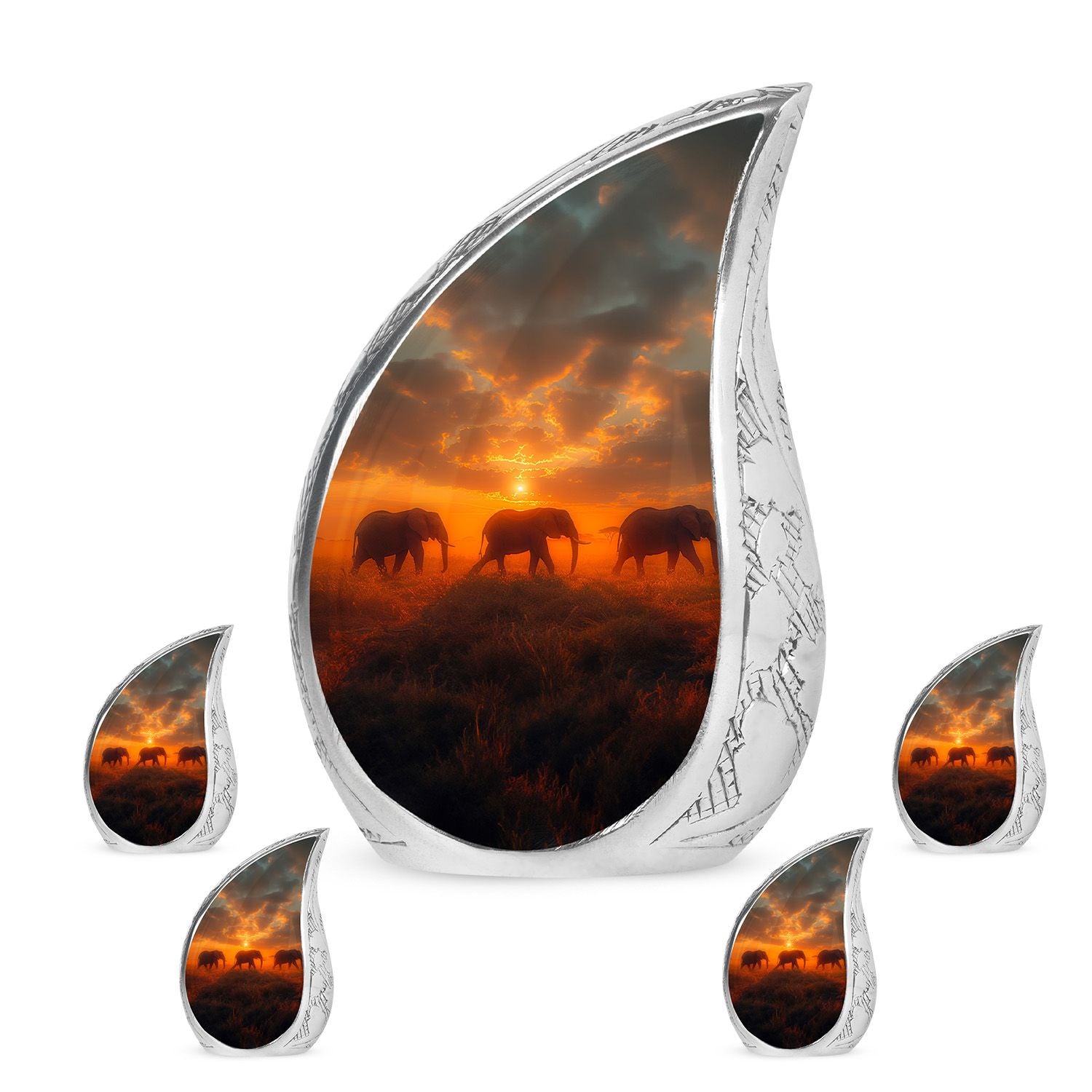 Elephant Family Unique Urns Funeral, Ashes Memorial Urn