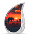 Elephant Family Medium Size Urn Funeral, Ashes Urn