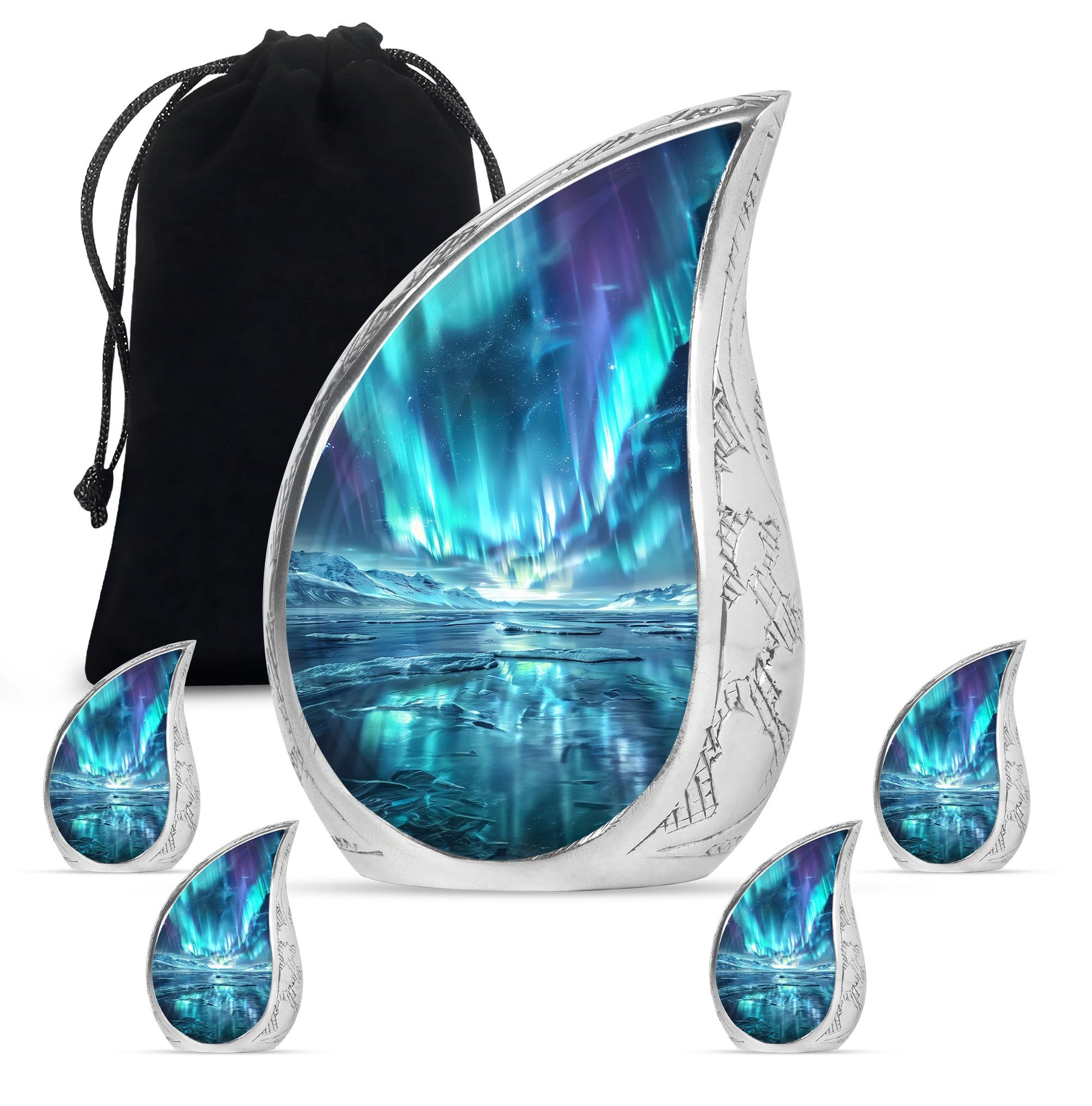 Northern Lights Memorial Urn For Ashes Large Funeral, Ashes Urn