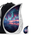 Northern Lights Small Urn For Human Ashes Funeral, Ashes Urn For Ashes