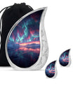 Northern Lights Small Urn For Human Ashes Funeral, Ashes Urn For Ashes