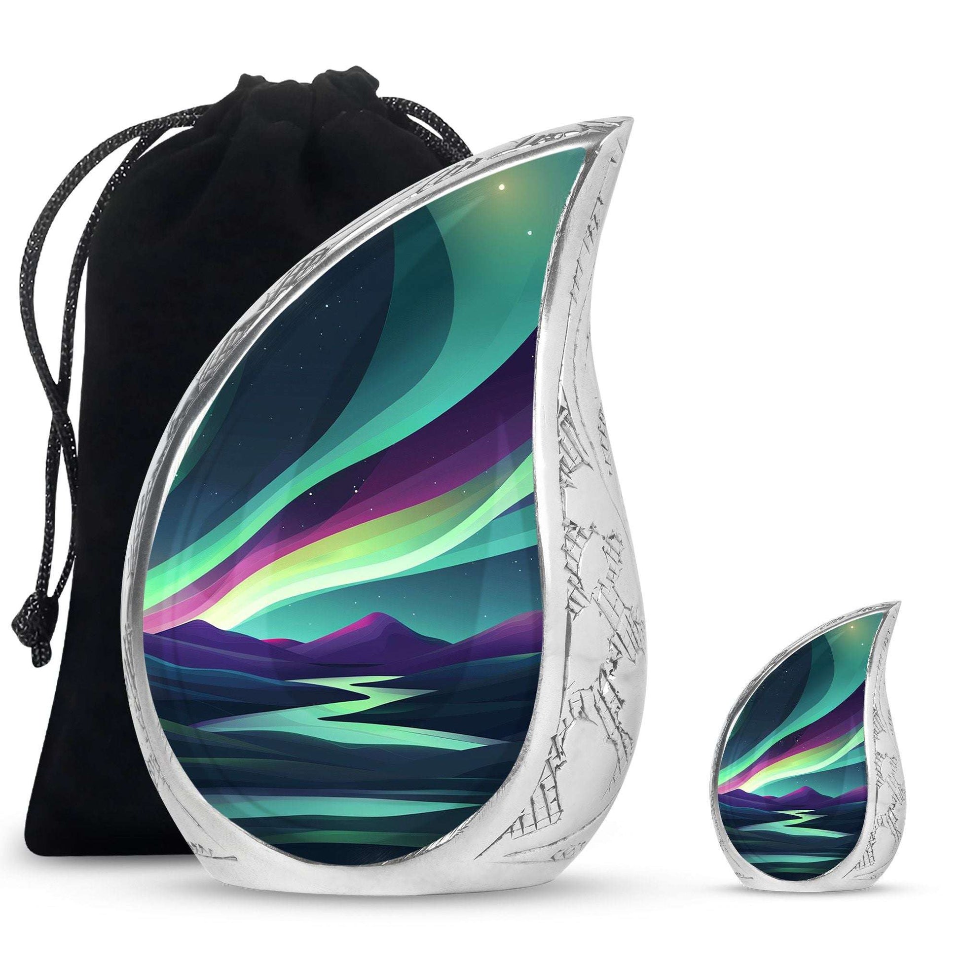 Northern Lights Funeral Urns - Large Decorative Urn For Male & Female