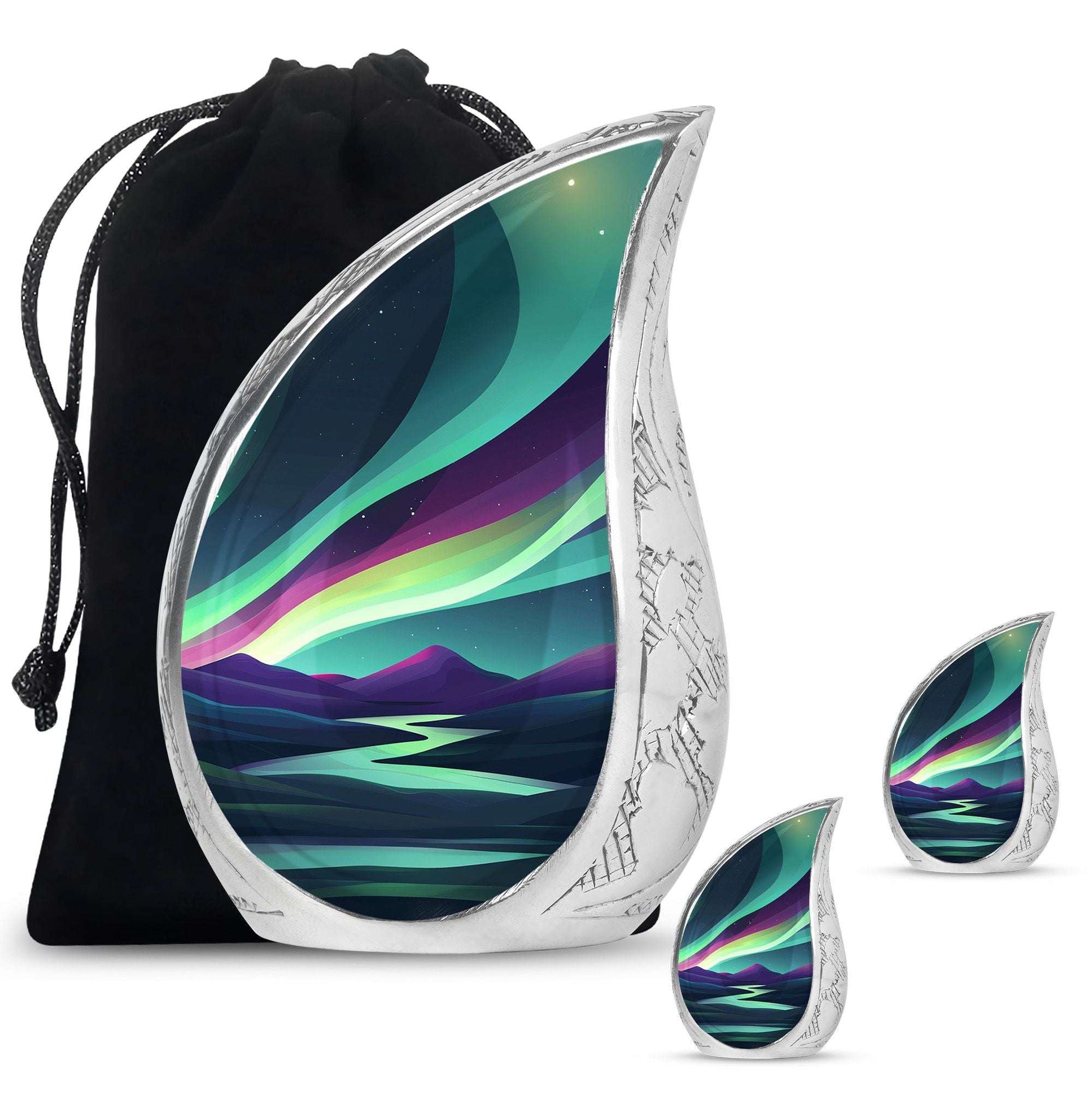 Northern Lights Funeral Urns - Large Decorative Urn For Male & Female