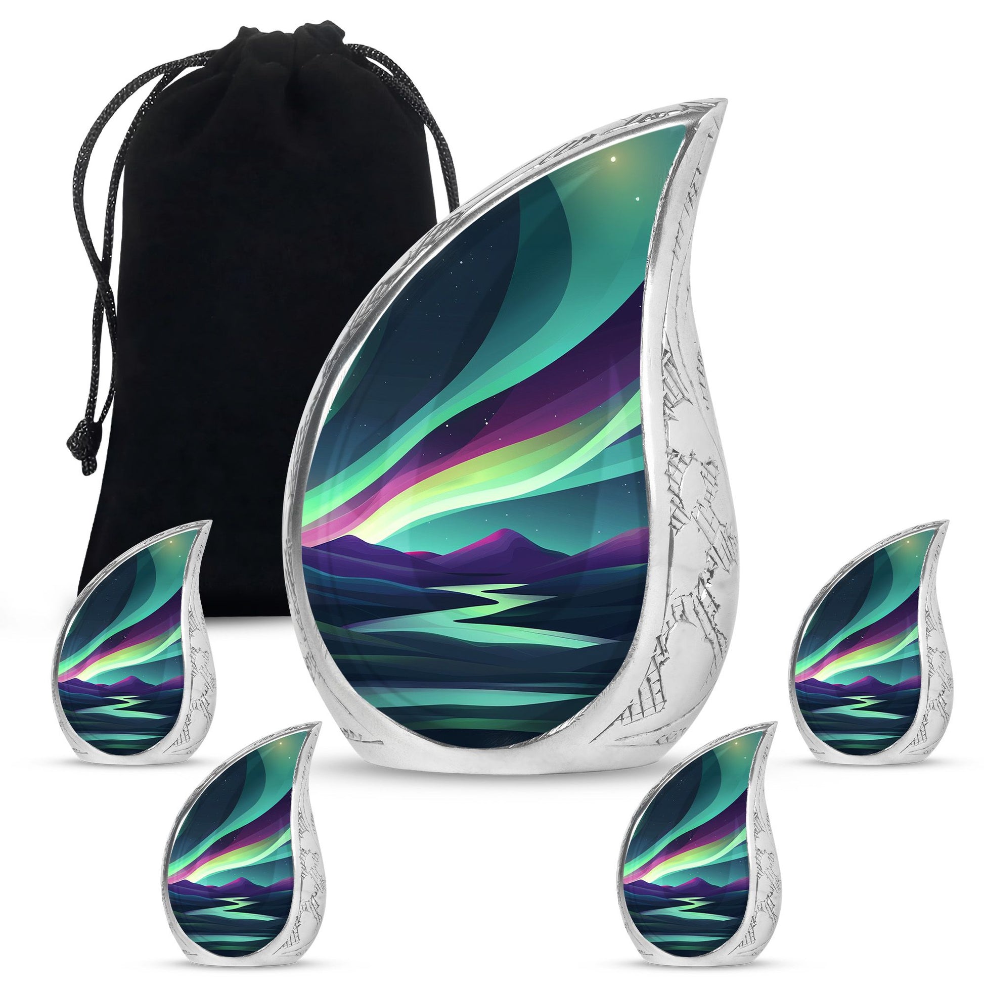 Northern Lights Funeral Urns - Large Decorative Urn For Male & Female