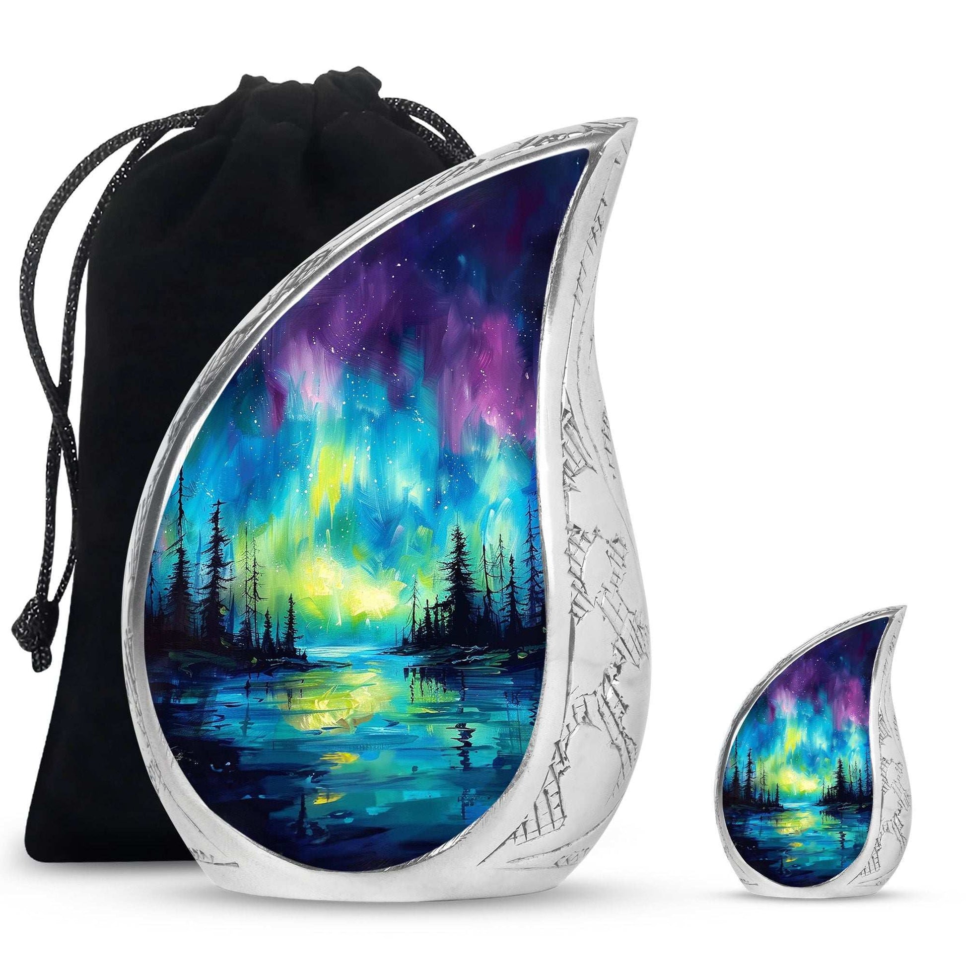 Northern Lights Cremation Urns For Human Ashes - Urn Keepsake Set