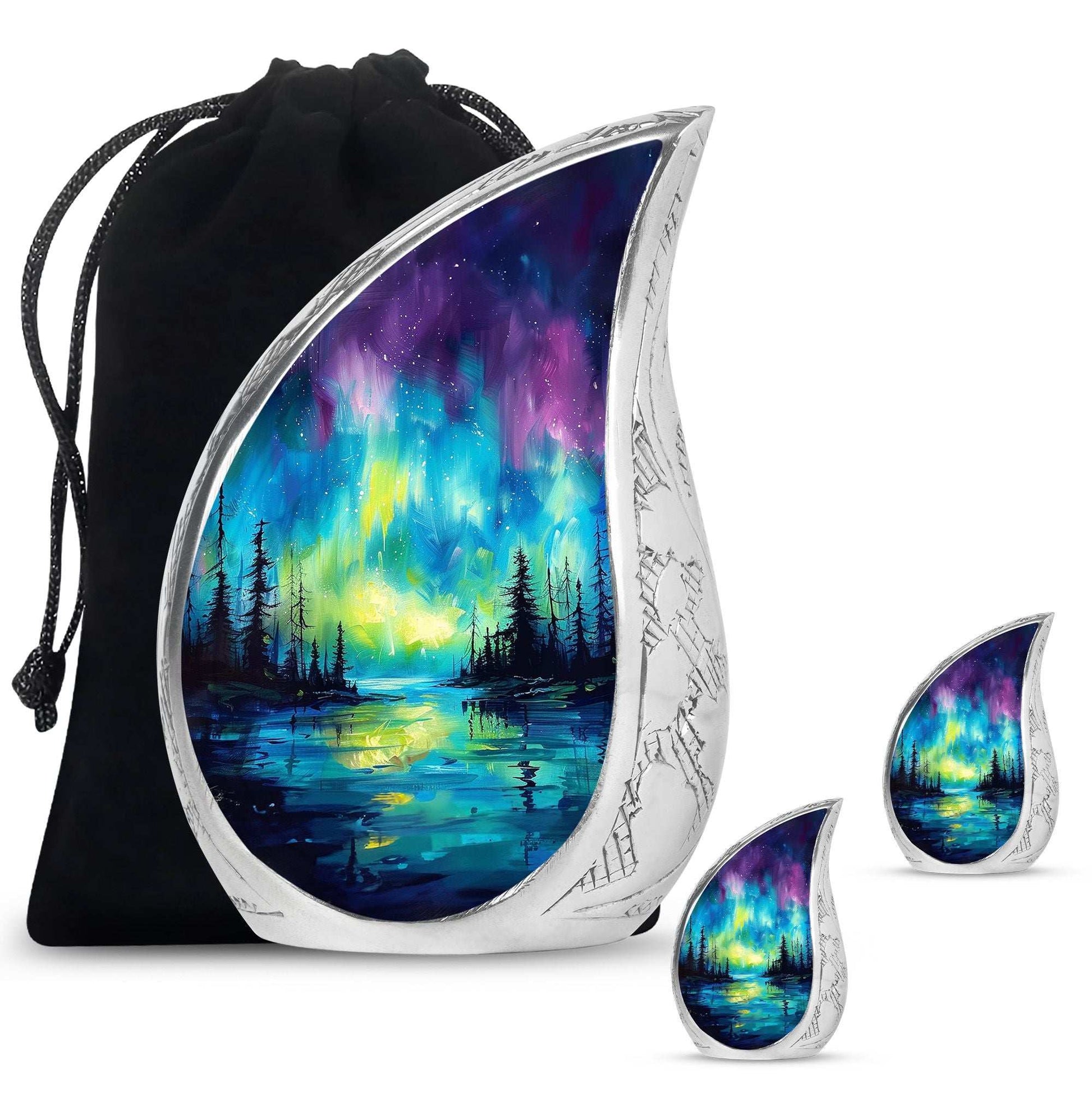 Northern Lights Cremation Urns For Human Ashes - Urn Keepsake Set