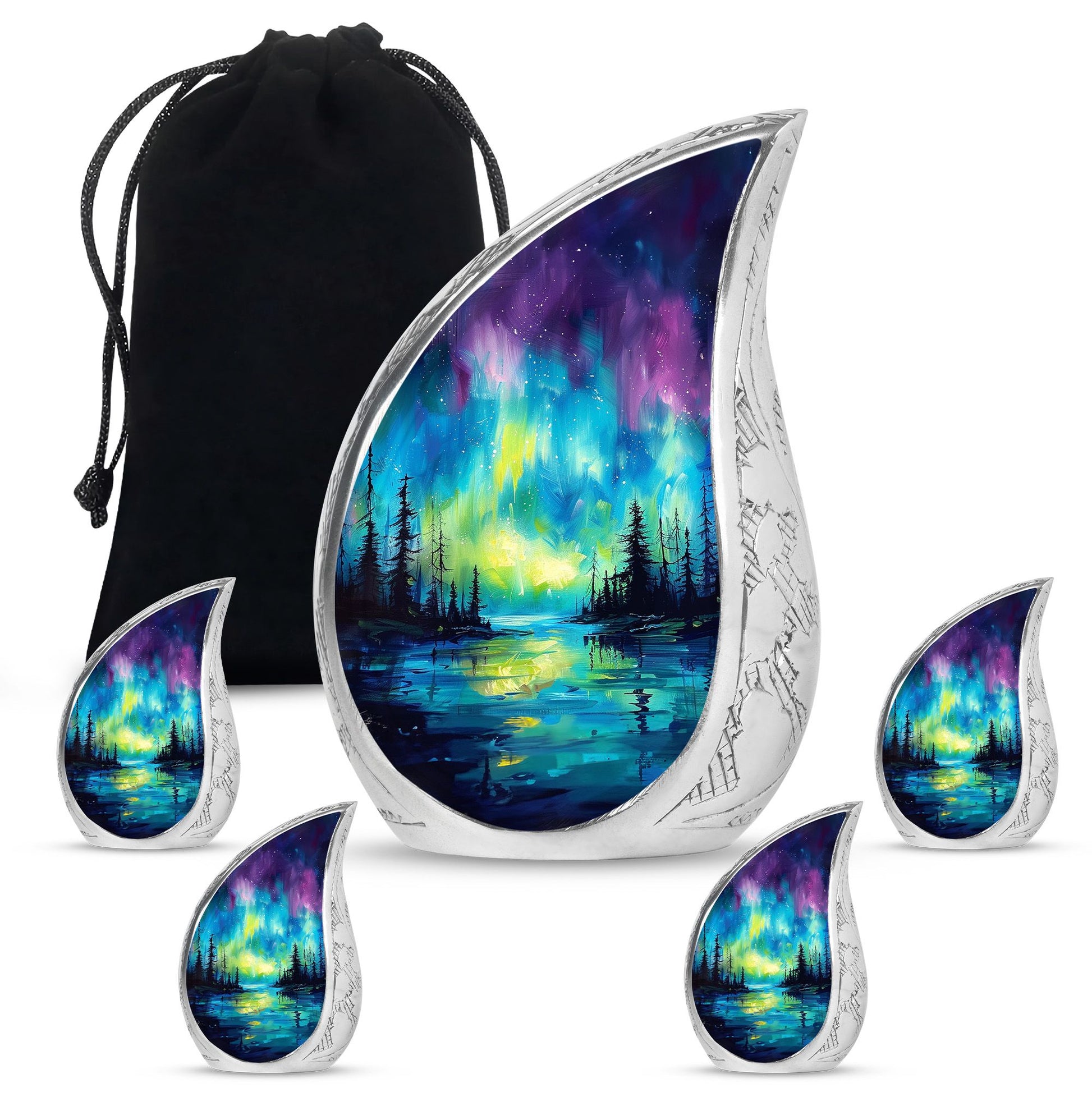 Northern Lights Cremation Urns For Human Ashes - Urn Keepsake Set