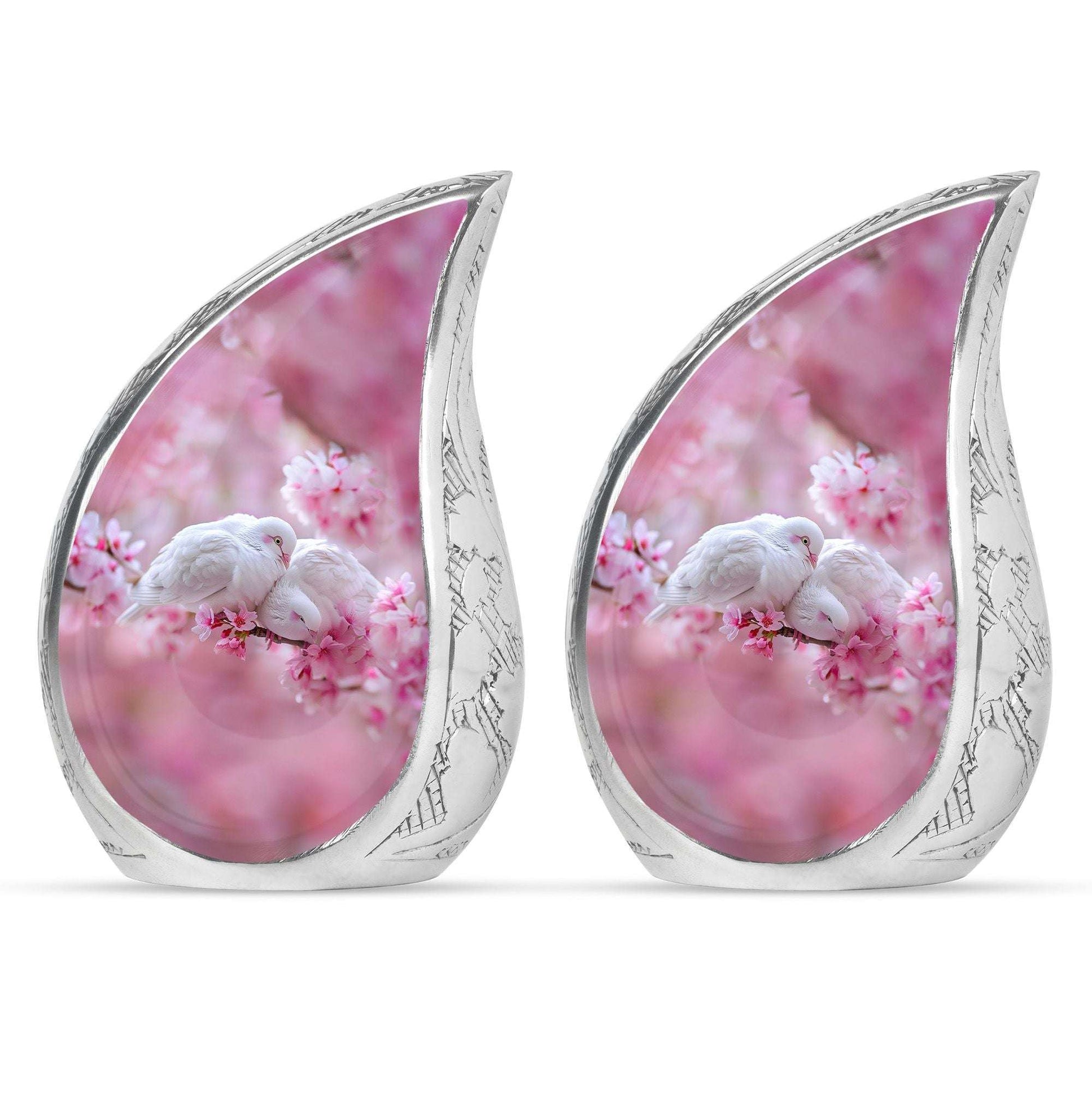 White Couple Dove Burial Urn - Cremation Urn For Loved Ones
