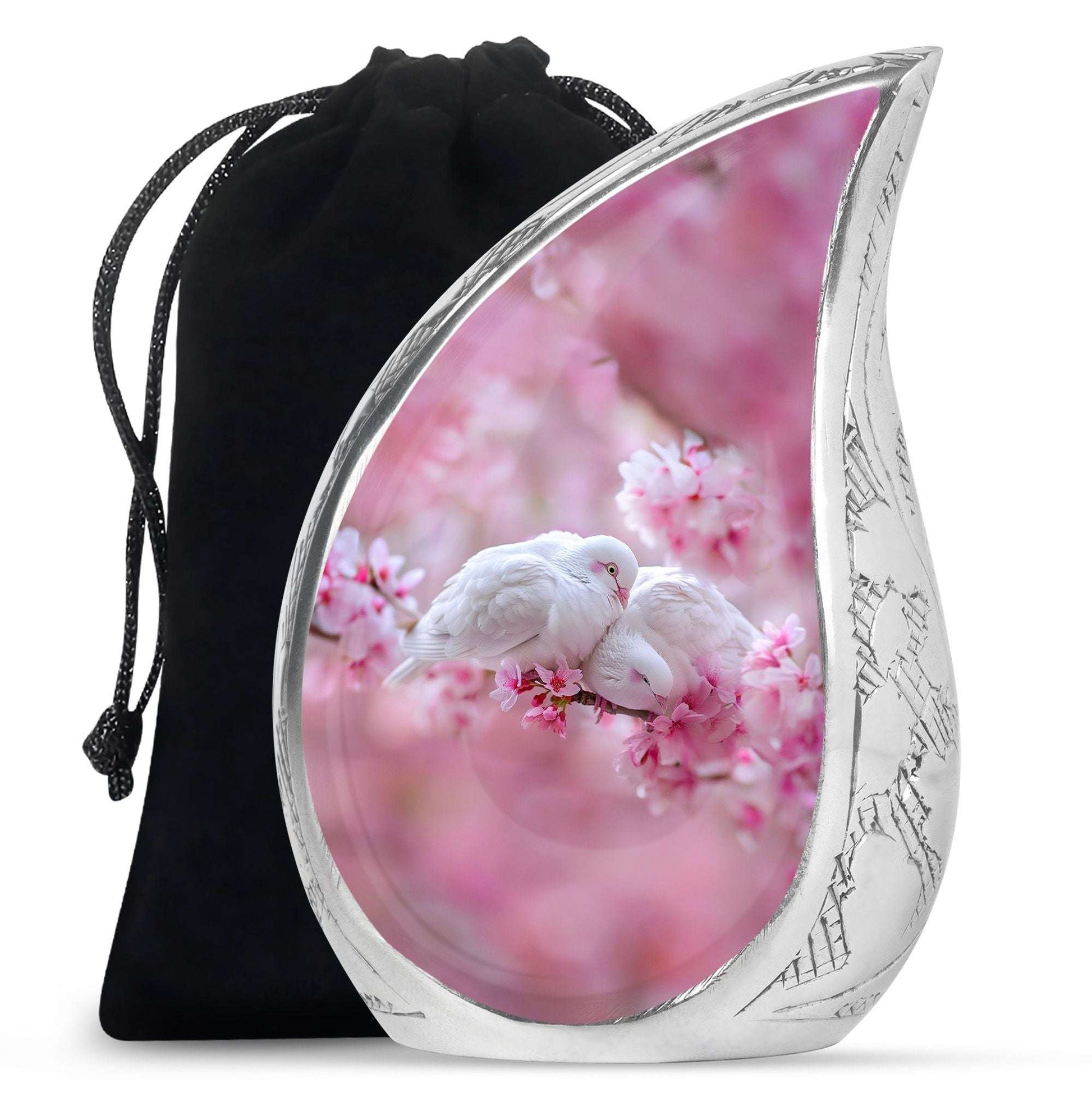 White Couple Dove Burial Urn - Cremation Urn For Loved Ones
