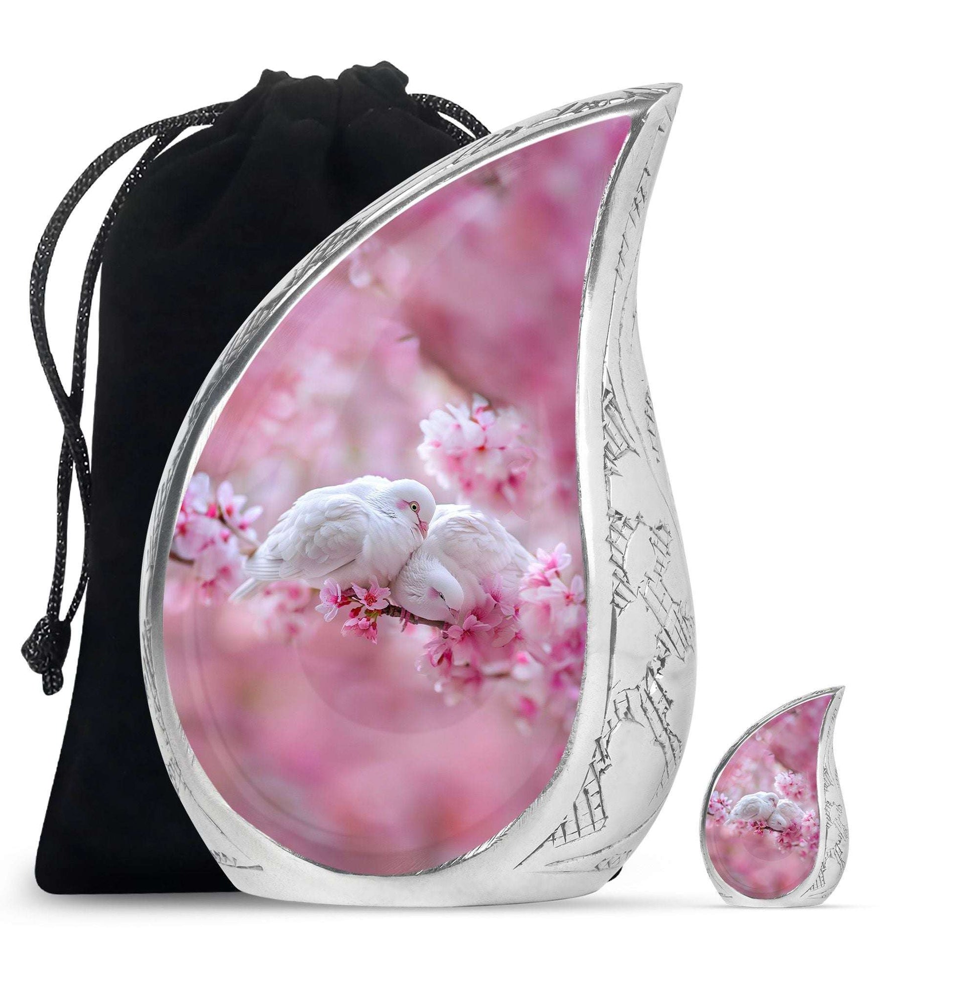 White Couple Dove Burial Urn - Cremation Urn For Loved Ones