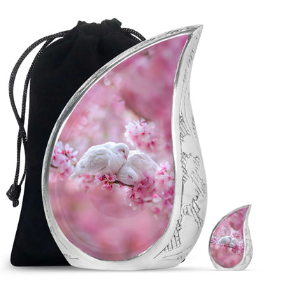 White Couple Dove Burial Urn - Cremation Urn For Loved Ones