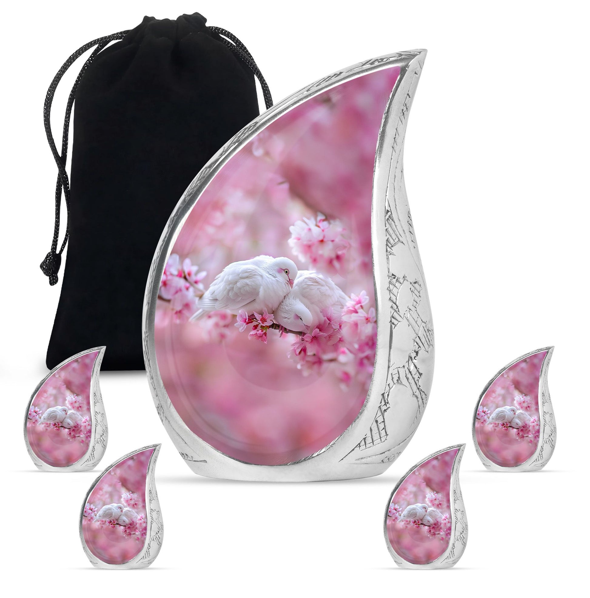 White Couple Dove Burial Urn - Cremation Urn For Loved Ones