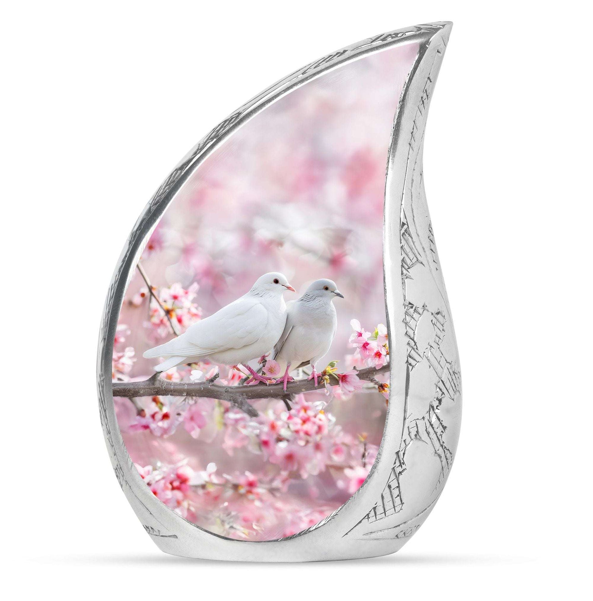 White Couple Dove Pink Urns For Loved Ones - Burial Urns For Couple