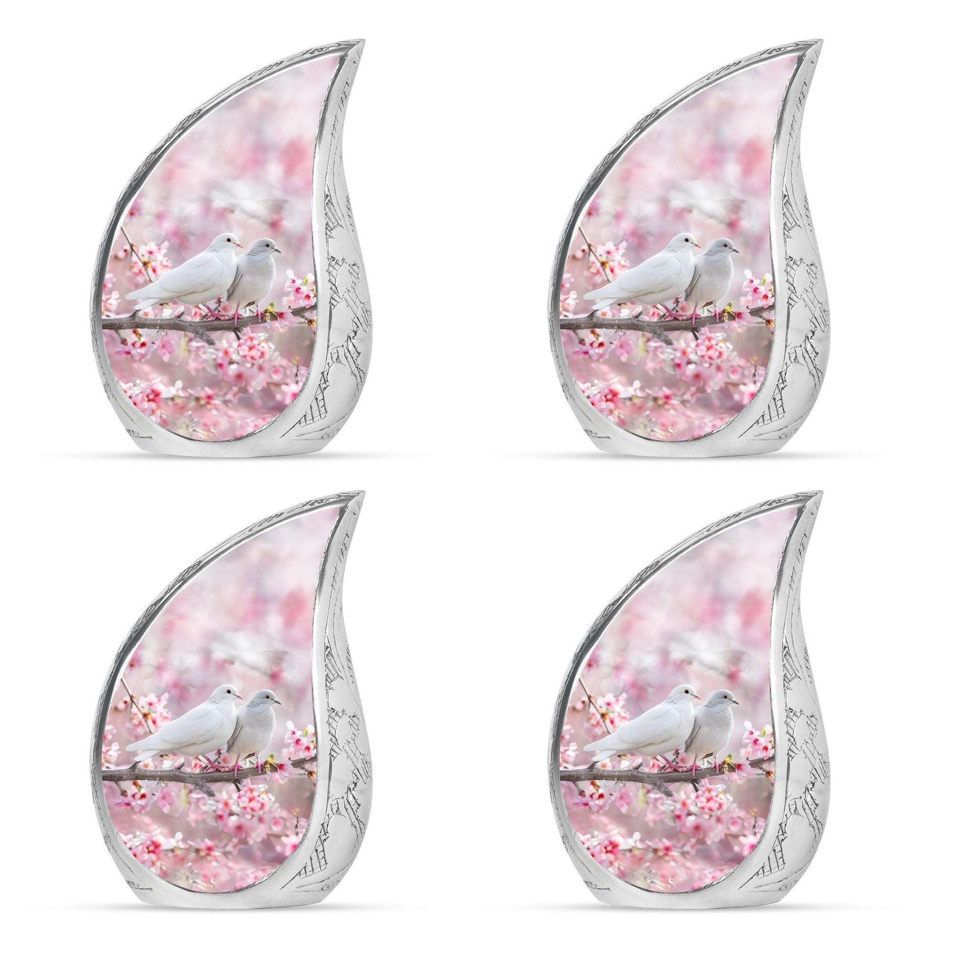 White Couple Dove Pink Urns For Loved Ones - Burial Urns For Couple