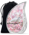 White Couple Dove Pink Urns For Loved Ones - Burial Urns For Couple
