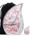White Couple Dove Pink Urns For Loved Ones - Burial Urns For Couple