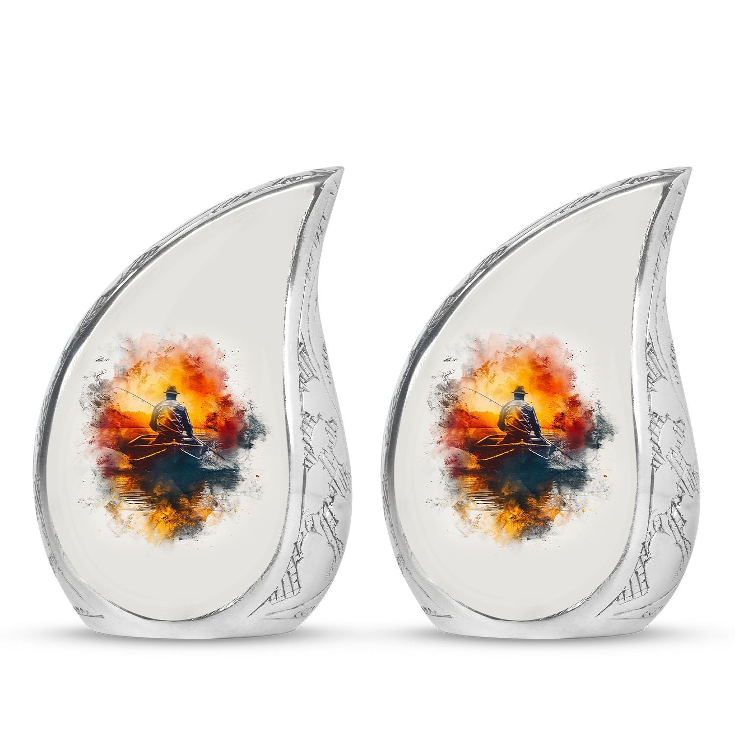 Father Fishing White Burial Urns For Ashes  - Cremation Urns Adults