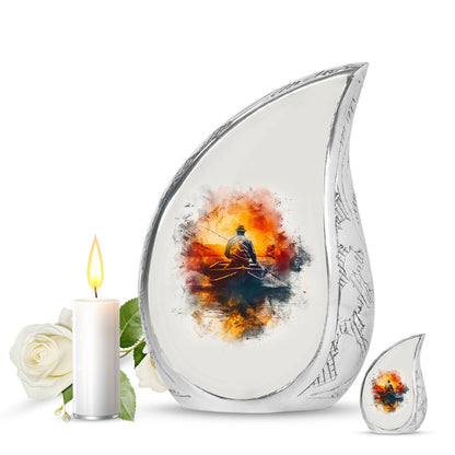 White Personalized Fish Cremation Urn for Pet Ashes - 10-inch, 200 cu in - Yatskia