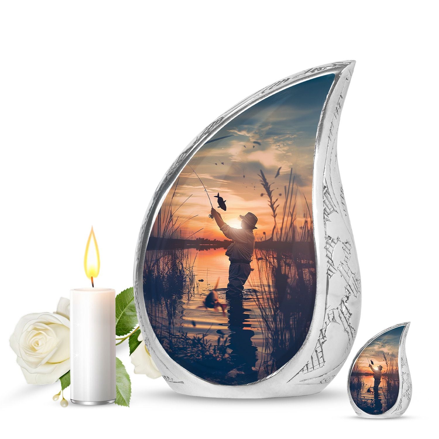 Father Fishing Funeral Urns - Urns For Human Ashes Dad