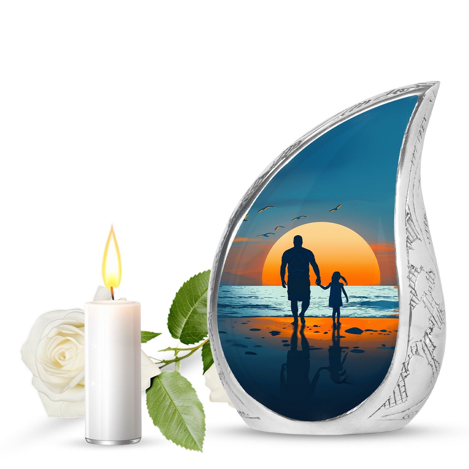 Memorial Father Daughter Urn For Burial Ashes - Cremation Urns Large