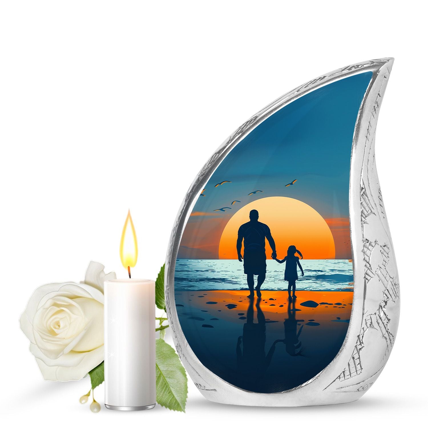Memorial Father Daughter Urn For Burial Ashes - Cremation Urns Large