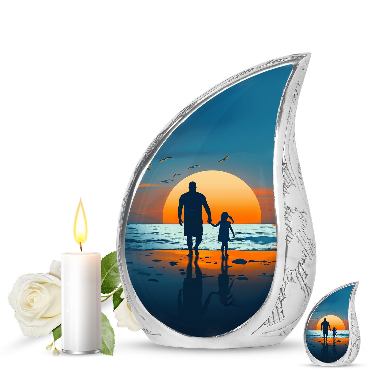 Memorial Father Daughter Urn For Burial Ashes - Cremation Urns Large