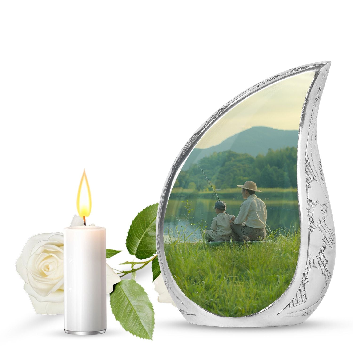 Father Son Fishing Memorial Urns - Beautiful Burial Urns For Ashes